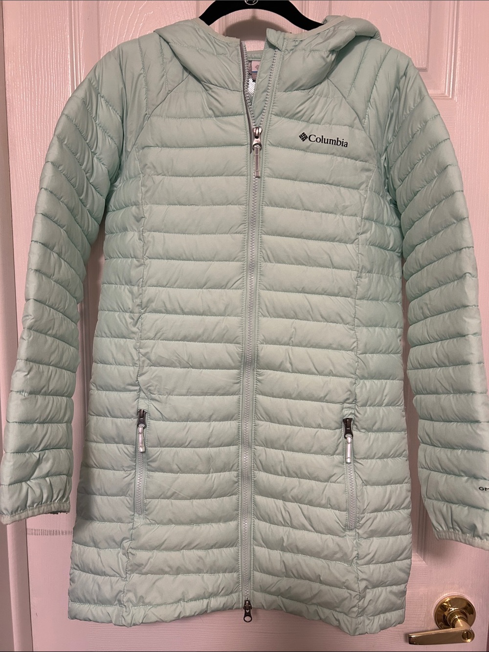 Columbia Kid’s Mint Green Hooded Packable Puffer Coat